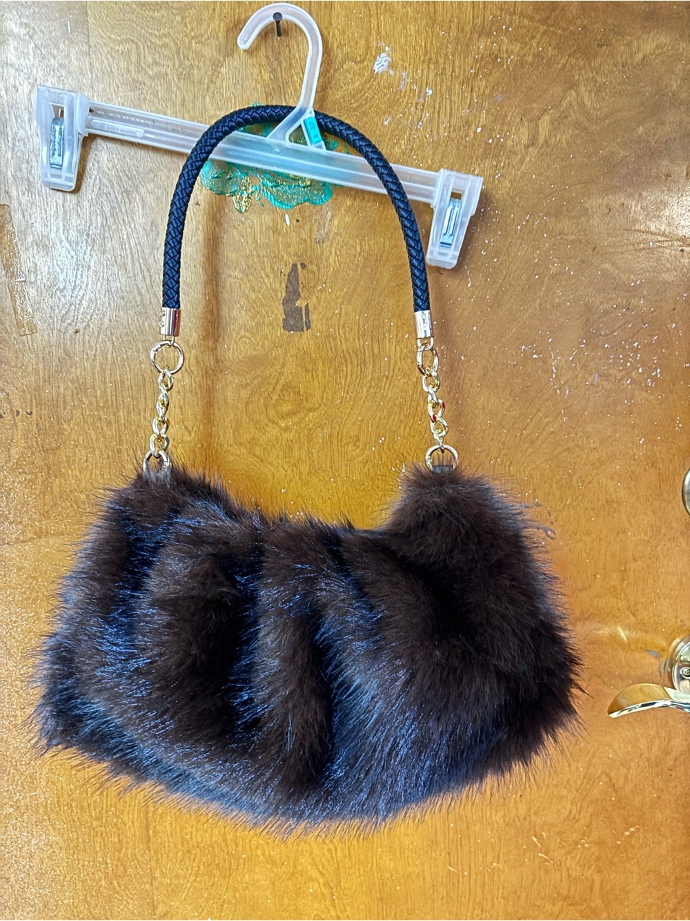 Faux Fur shoulder bag small hobo purse - Picture 3 of 5